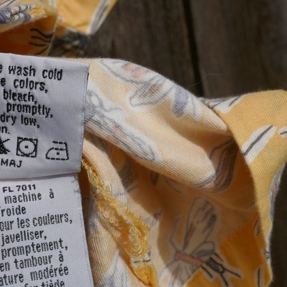 Columbia Dragonfly Button Down Shirt Short Sleeve Yellow Cotton Blend Small - Picture 7 of 11